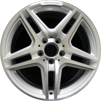 Mercedes-Benz C250 2012-2015, C300 2008-2014, C350 2008-2015 silver machined 18x8 aluminum wheels or rims. Hollander part number 85058, OEM part number 2044014102.