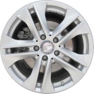 Mercedes-Benz E350 2010, E550 2011 powder coat silver 17x8 aluminum wheels or rims. Hollander part number 85148, OEM part number 2124010902.