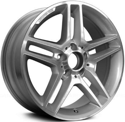 Mercedes-Benz C250 2012-2013, C300 2012-2013, C350 2012-2013 silver machined 17x7.5 aluminum wheels or rims. Hollander part number 85219, OEM part number 2044019602.