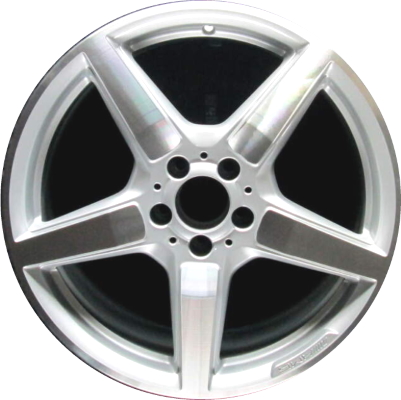 Mercedes-Benz CLS550 2012-2014 silver machined 19x8.5 aluminum wheels or rims. Hollander part number ALY85255, OEM part number 2184011602.