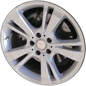 Mercedes-Benz E300 2013, E350 2012-2013, E400 2013, E550 2012-2013 powder coat silver 18x8.5 aluminum wheels or rims. Hollander part number 85258, OEM part number 2124013102.
