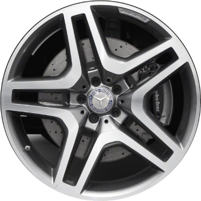 Mercedes-Benz GL350-2013-2014, GL450-2013-2014, GL550-2013-2016, GLS550-2017-2019 silver or black machined 21x10 aluminum wheels or rims. Hollander part number 85274U, OEM part number 16640125027X21, 16640125027X23.