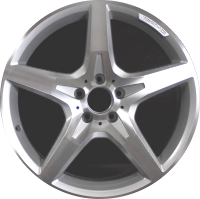 Mercedes-Benz SL400 2015-2016, SL550 2013-2018 silver machined 19x8.5 aluminum wheels or rims. Hollander part number 85283, OEM part number 2314011602.