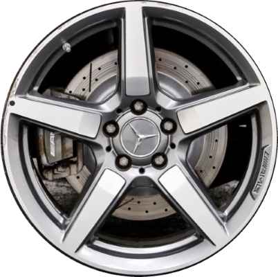 Mercedes-Benz SLK55 2012-2016 grey machined 18x8 aluminum wheels or rims. Hollander part number ALY85291, OEM part number 1724012802.
