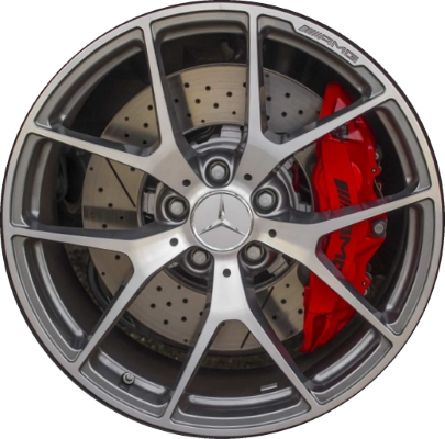 Mercedes-Benz C63 2014-2015 grey machined 19x8 aluminum wheels or rims. Hollander part number ALY85332U15, OEM part number 2044012500.