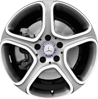 Mercedes-Benz CLA250 2014-2019 grey machined 17x7.5 aluminum wheels or rims. Hollander part number ALY85337, OEM part number 2464011902.