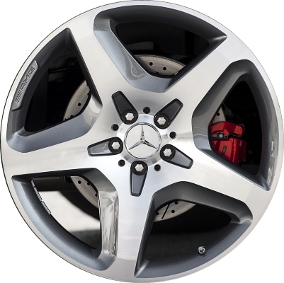 Mercedes-Benz GL63 2014 grey machined 21x10 aluminum wheels or rims. Hollander part number ALY85364, OEM part number 1664012602.