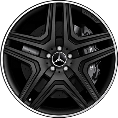 Mercedes-Benz GL63 2013-2016 powder coat black 21x10 aluminum wheels or rims. Hollander part number ALY85365U45, OEM part number 16640114007X71.