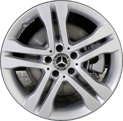 Mercedes-Benz GLA250 2015-2020 powder coat silver 18x7 aluminum wheels or rims. Hollander part number ALY85382, OEM part number 1564011300, 15640101027X46.