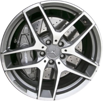 Mercedes-Benz GLA45 2015-2019 grey machined 19x8 aluminum wheels or rims. Hollander part number ALY85385/85547, OEM part number 1564010700, 15640130007X21.