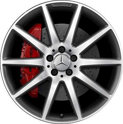 Mercedes-Benz GLA45 2015-2019 grey machined 20x8 aluminum wheels or rims. Hollander part number ALY85386U35, OEM part number 15640104027X36.