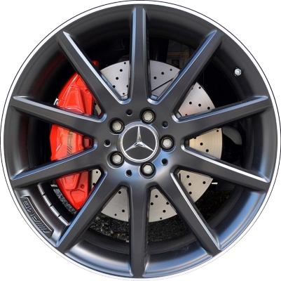 Mercedes-Benz GLA45 2015-2019 powder coat black 20x8 aluminum wheels or rims. Hollander part number ALY85386U45, OEM part number 15640104027X21.