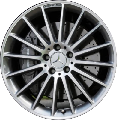 Mercedes-Benz CLA45 2014-2019 grey machined 19x8 aluminum wheels or rims. Hollander part number ALY85393U35, OEM part number 1764010502.