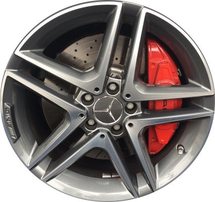 Mercedes-Benz CLA250 2017, CLA45 2014-2016 charcoal machined 18x8 aluminum wheels or rims. Hollander part number 85394, OEM part number 1764010000.