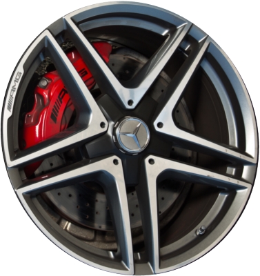 Mercedes-Benz E63 2014-2016 charcoal machined 19x9 aluminum wheels or rims. Hollander part number ALY85399, OEM part number 2124010800.