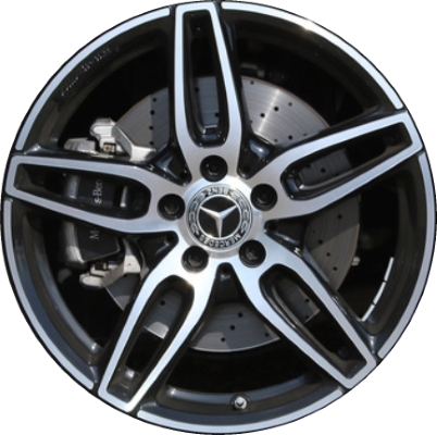 Mercedes-Benz CLA250 2017-2019 grey or black machined 18x7.5 aluminum wheels or rims. Hollander part number ALY85530U, OEM part number 17640107007X23, 17640107007X21.