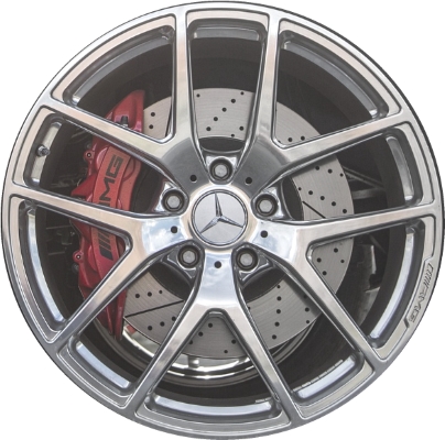 Mercedes-Benz G63 2018, G65 2016-2018 polished 21x10 aluminum wheels or rims. Hollander part number 85570, OEM part number 46340104007X15.