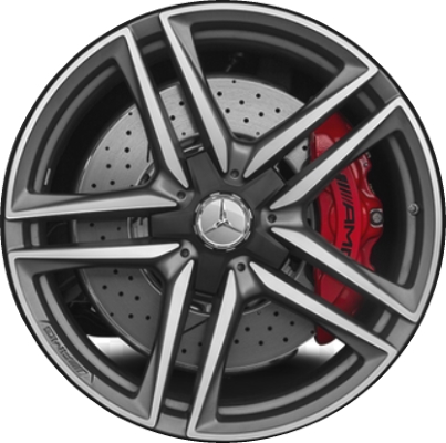 Mercedes-Benz E63 2018-2020 grey or black machined 20x9.5 aluminum wheels or rims. Hollander part number ALY85616U/85618, OEM part number 21340128007X69, 21340128007X21, 21340128007X36.