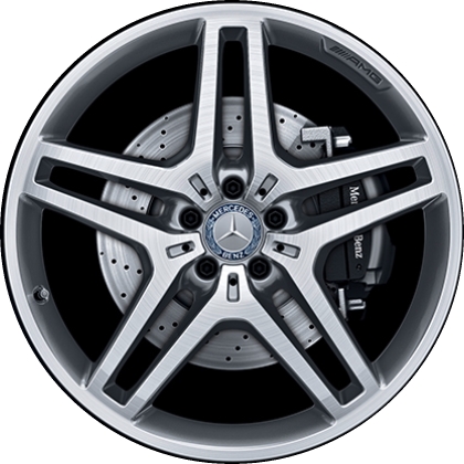 Mercedes-Benz GLE43 2018-2019, GLE550 2019 grey or black machined 21x9 aluminum wheels or rims. Hollander part number 85415U, OEM part number 16640137007X23.