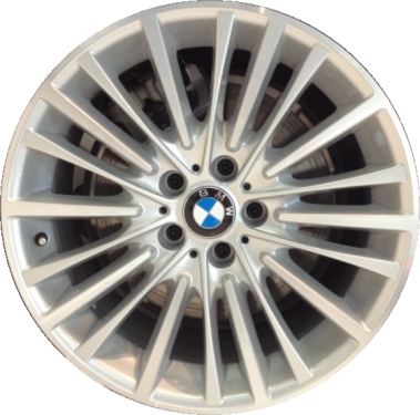 BMW 528i 2011-2016, 535i 2011-2016, 550i 2011-2016, 640i 2012-2016, 650i 2012-2016, ActiveHybrid 5 2012-2015 silver machined 19x8.5 aluminum wheels or rims. Hollander part number, OEM part number 36116857669.