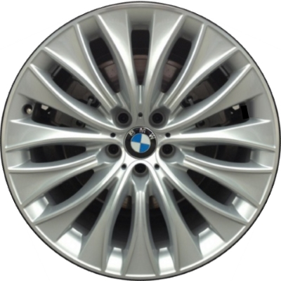 BMW 535i GT 2014-2017, 550i GT 2014-2017, 740i 2014-2015, 750i 2014-2015, 760i 2014-2015, ActiveHybrid 7 2014-2015 silver machined 20x8.5 aluminum wheels or rims. Hollander part number, OEM part number 36116857676.