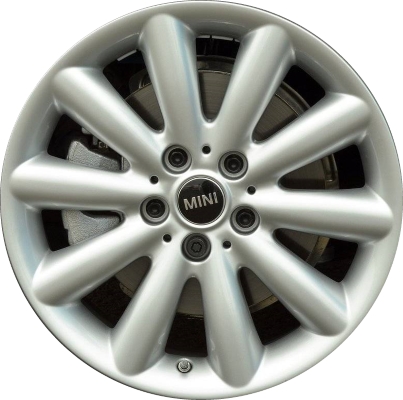 Mini Cooper (Convertible) 2016-2022, Cooper (Hardtop) 2014-2022 powder coat silver 17x7 aluminum wheels or rims. Hollander part number 86082U20, OEM part number 36116855108.