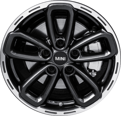 Mini Countryman 2015-2017, Paceman 2015-2016 black machined 17x7 aluminum wheels or rims. Hollander part number 86121U45, OEM part number 36109811730.