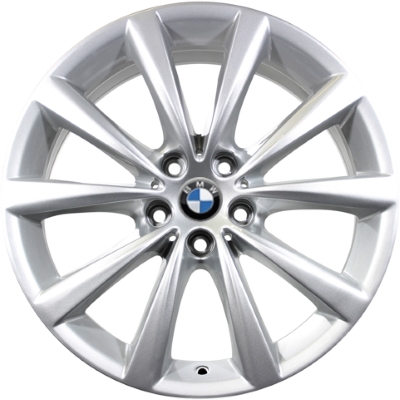 BMW 640i GT 2018-2019, 740e 2017-2019, 740i 2016-2022, 745e 2020-2022, 750i 2016-2020, 840i 2020-2021 powder coat silver 18x8 aluminum wheels or rims. Hollander part number, OEM part number 36116867338.