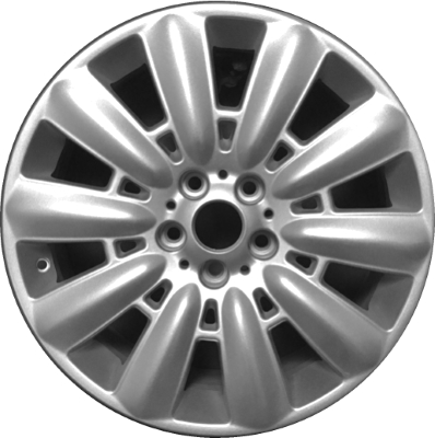 Mini Countryman 2018-2023 powder coat silver or black 18x7.5 aluminum wheels or rims. Hollander part number ALY86396U/86401, OEM part number 36116856033, 36116856034.