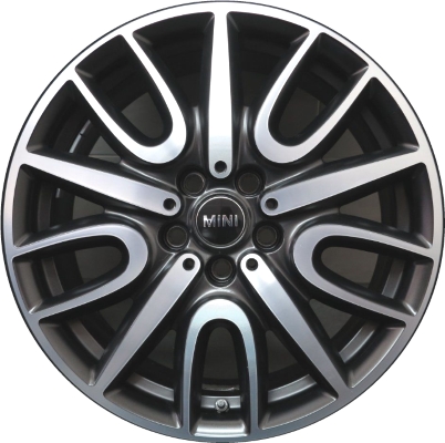 Mini Countryman 2018-2019 charcoal machined 18x7.5 aluminum wheels or rims. Hollander part number ALY86397, OEM part number 36116870873.