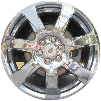 Cadillac SRX 2010-2013 chrome clad 20x8 aluminum wheels or rims. Hollander part number ALY4666, OEM part number 22770789, 20920719.