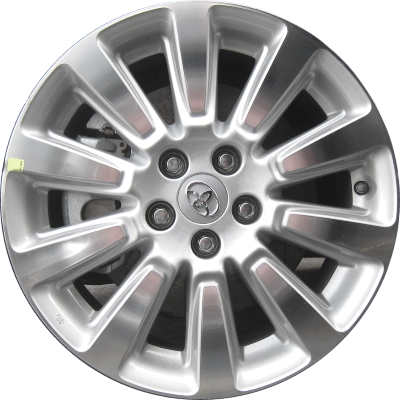 Toyota Sienna 2011-2017 silver machined 18x7 aluminum wheels or rims. Hollander part number ALY69583U10HH, OEM part number 4261108090.