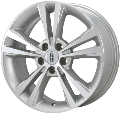 Lincoln MKS 2009-2012 silver machined 18x7.5 aluminum wheels or rims. Hollander part number ALY3765, OEM part number 8A5Z1007A.