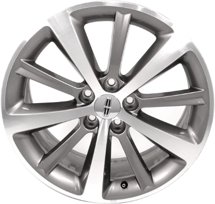Lincoln MKS 2009-2012 medium charcoal machined 19x8 aluminum wheels or rims. Hollander part number ALY3766A30/3767, OEM part number 8A5Z1007B, 8A5Z1007A.