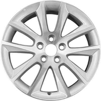 Toyota Matrix AWD 2009-2013 silver machined 18x7 aluminum wheels or rims. Hollander part number ALY69546, OEM part number 4261102A50.
