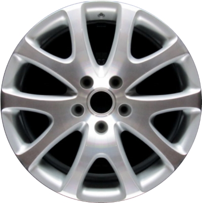 Volkswagen Touareg 2006-2010 silver machined 19x9 aluminum wheels or rims. Hollander part number ALY69903, OEM part number 7L6601025AM8Z8.