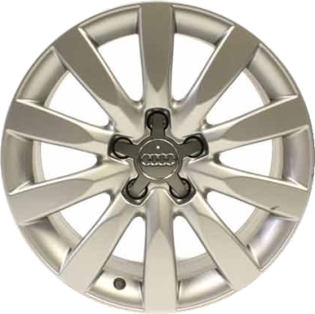 Audi A4 2009-2016 powder coat silver 17x8 aluminum wheels or rims. Hollander part number ALY58837/58910, OEM part number 8K0601025C, 8K0601025BR, 8K0601025BG.