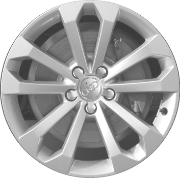 Audi Q5 2013-2017 powder coat silver 18x8 aluminum wheels or rims. Hollander part number ALY58917, OEM part number 8R0601025AD, 8R0601025BM.