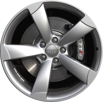 Audi TT 2012-2013 powder coat hyper silver 19x9 aluminum wheels or rims. Hollander part number ALY58903U77, OEM part number 8J0601025AM, 8J0601025CP.