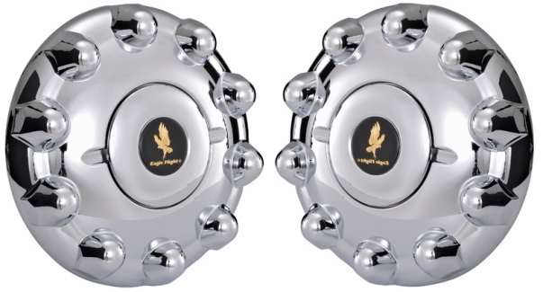 Set of 2, JTC1033F HINO 238, 258ALP, 258LP, 268, 268A, 338, 338CT Front Chrome Axle Cover Set