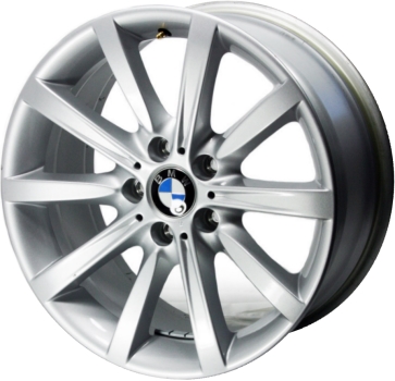 BMW 528i 2011-2016, 535i 2011-2016, 550i 2011-2016, 640i 2012-2019, 650i 2012-2019, ActiveHybrid 5 2012-2015 powder coat silver 18x8 aluminum wheels or rims. Hollander part number, OEM part number 36116794688.