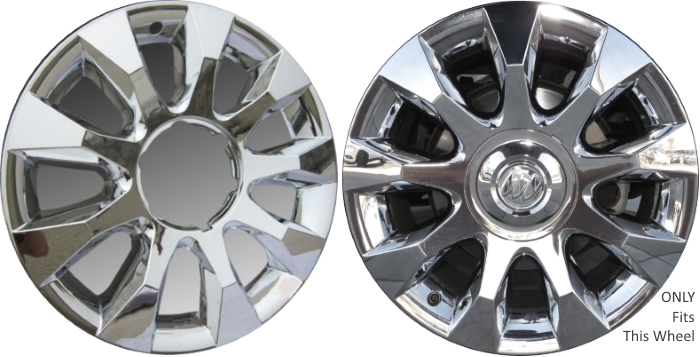 Buick Enclave 2010-2012 Chrome, 9 Spoke, Plastic Hubcaps, Wheel Covers, Wheel Skins, Imposters. Part Number IMP-4105.