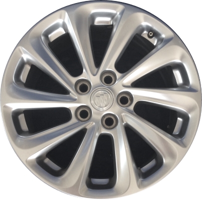 Buick LaCrosse 2014-2016 powder coat hyper silver 18x8 aluminum wheels or rims. Hollander part number ALY4114, OEM part number 9011559.