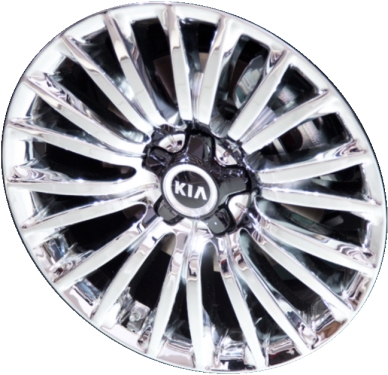 KIA Cadenza 2014-2016 chrome 19x8 aluminum wheels or rims. Hollander part number ALY74676U85, OEM part number Not Yet Known.