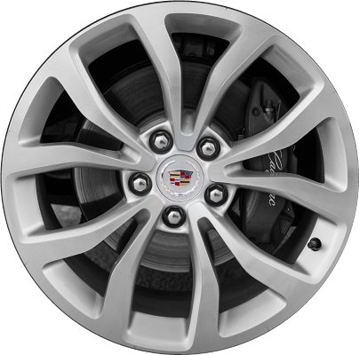 Cadillac ATS 2013-2018 grey machined 18x8 aluminum wheels or rims. Hollander part number ALY4704, OEM part number 22921894.