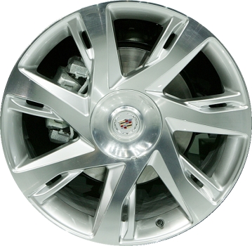 Cadillac ELR 2014-2016 silver machined 20x8.5 aluminum wheels or rims. Hollander part number ALY4727U10, OEM part number 23203129, 23273205.
