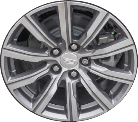 Cadillac XT4 2019-2023 grey machined 18x8 aluminum wheels or rims. Hollander part number ALY4820U30, OEM part number 23380405.