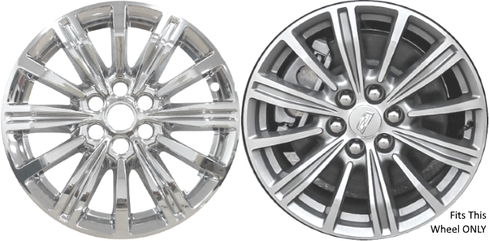 Cadillac XT5 2017-2019 Chrome, 12 Spoke, Plastic Hubcaps, Wheel Covers, Wheel Skins, Imposters. ONLY Fits 18 Inch Alloy Wheel Pictured. Part Number IMP-402X/8017PC.