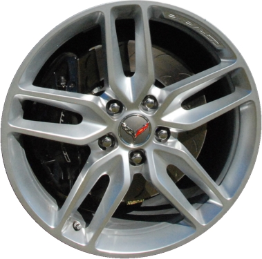 Chevrolet Corvette 2014-2019 powder coat silver 19x8.5 aluminum wheels or rims. Hollander part number ALY5635U20, OEM part number 20986477.