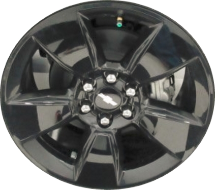 Chevrolet Colorado 2015-2022 powder coat black 18x8.5 aluminum wheels or rims. Hollander part number ALY5747U45, OEM part number 23343591, 84504790.